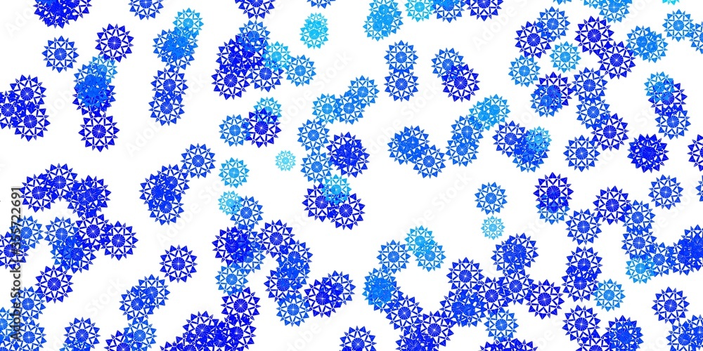 Light BLUE vector texture with bright snowflakes.