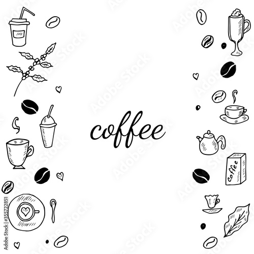 coffee set doodle, banner 5