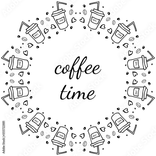 coffee set doodle, border cup 3-2