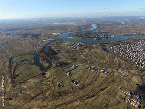 Aerial view of the saburb landscape (drone image). Near Kiev photo