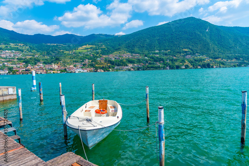 Lakeside view of Peschiera Maraglio village at Monte Isola, Italy photo