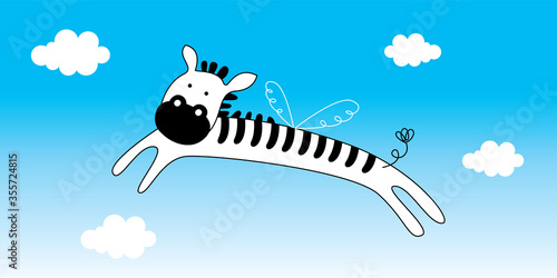 cute zebra angel cartoon vector