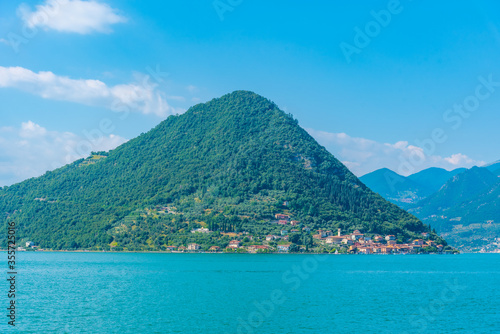 Peschiera Maraglio village on Monte Isola island at Iseo lake in Italy photo