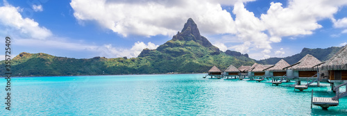 Bora Bora Island, French Polynesia. Web banner in panoramic view. photo