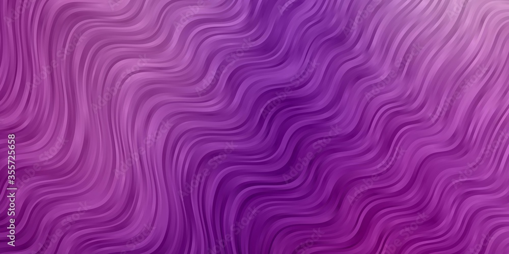 Light Purple, Pink vector pattern with curves. Abstract illustration with gradient bows. Pattern for booklets, leaflets.