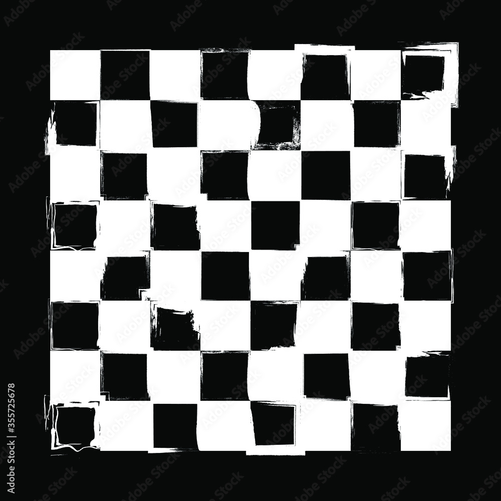black and white square pattern in grunge retro design style. brush stroke vectore drawn. it could be used as chess board, checkerboard, checkered flag, or fabric pattern. black and white square pattern in grunge retro design style. brush stroke vectore drawn. it could be used as chess board, checkerboard, checkered flag, or fabric pattern.