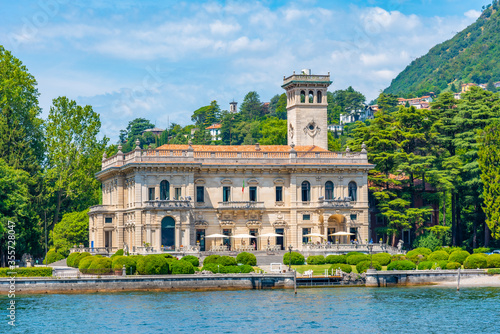 View of Villa Erba at lake Como in Italy