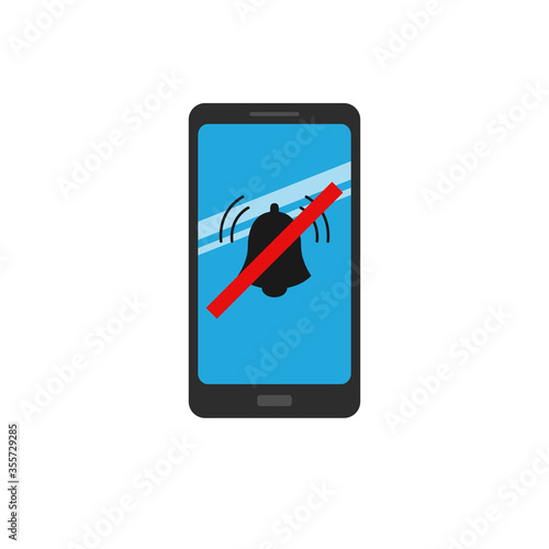 Digital detox vector flat icon. Isolated no sound symbol on the phone screen for design, articles, infographics. Mental health care pictogram