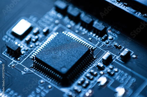 Εκτύπωση καμβά Abstract,close up of Mainboard Electronic computer background