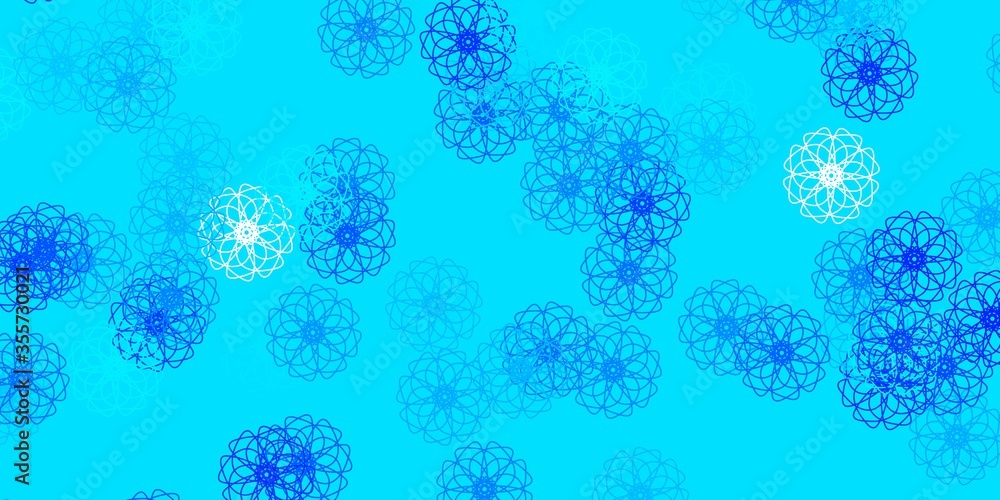 Light BLUE vector doodle pattern with flowers. Light BLUE vector doodle pattern with flowers.