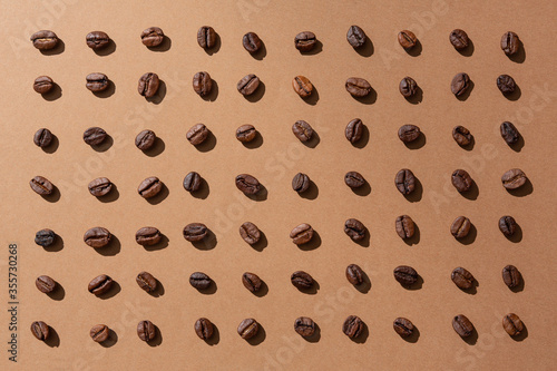 Coffee beans arranged symmetrically