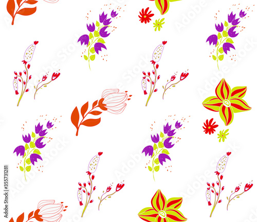 Image without seams. Beautiful pattern on a summer theme. Pattern consisting of  natural colors and leaves. Background image.
