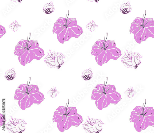 Image without seams. Beautiful pattern on a summer theme. Pattern consisting of floral ornament and glade. Background image. 