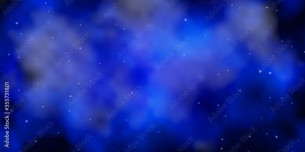 Fototapeta premium Dark BLUE vector background with small and big stars. Blur decorative design in simple style with stars. Pattern for wrapping gifts.