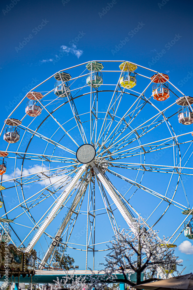 ferris wheel on a blue sky ferris wheel on a blue sky
