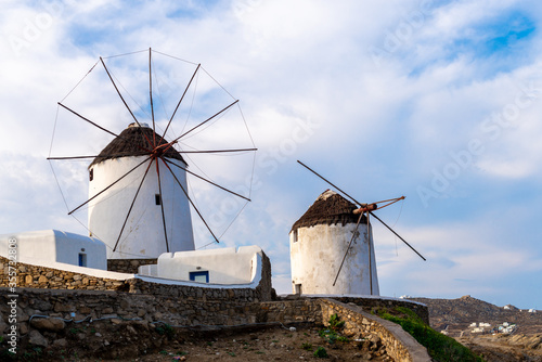 Wind Mills from tha famous island of Mykonos, Greece. One of the most popular cruise stops, the greek island of Mykonos. Tourist spot