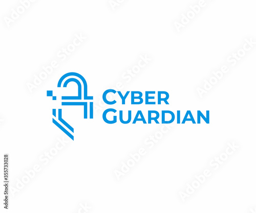 Digital safety logo design. Cyber security vector design. Lock with shield logotype