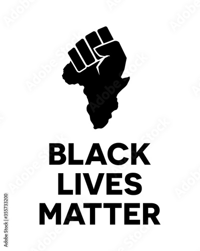 Clenched Fist With Africa continent symbol. Black Lives Matter poster