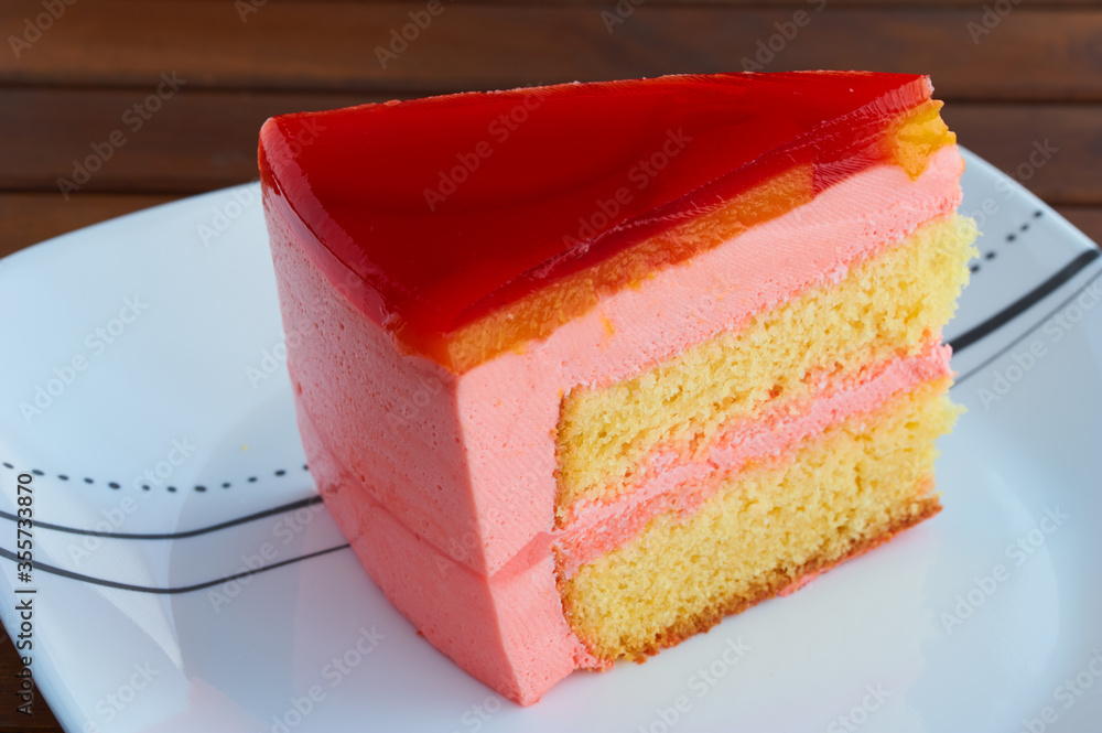 Torta Helada, a Peruvian jello cake with layers of strawberry mousse