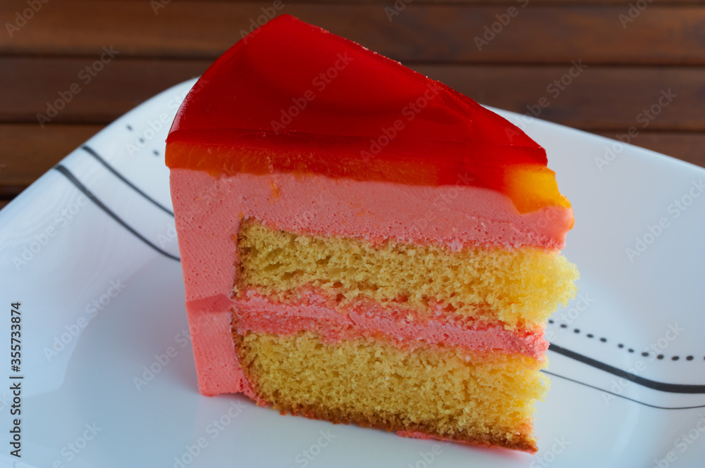 Torta Helada, a Peruvian jello cake with layers of strawberry mousse