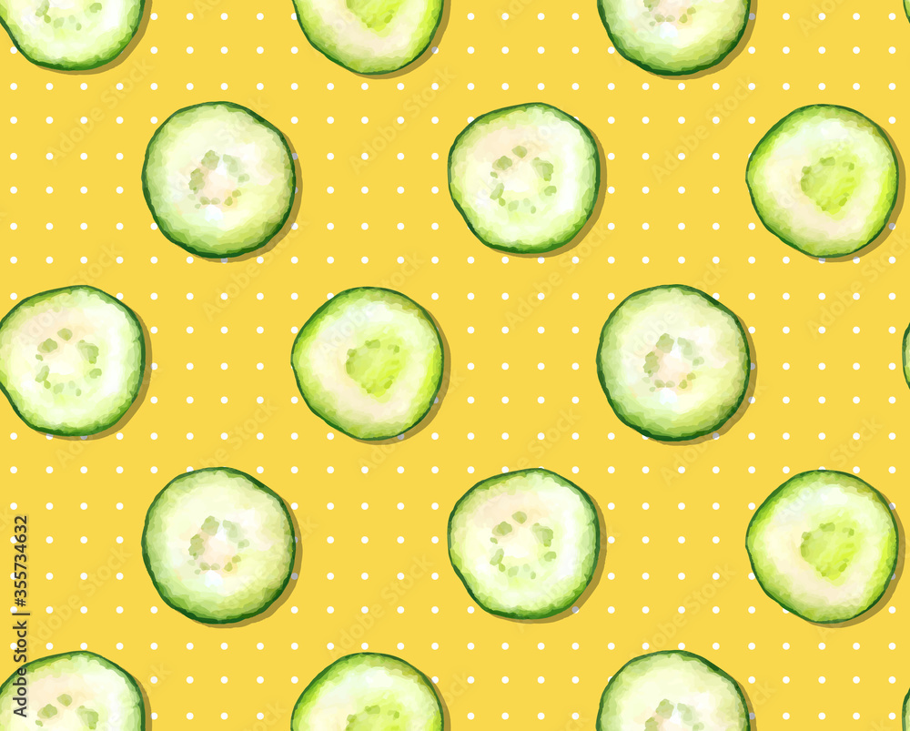 Seamless pattern illustration of sliced cucumber Seamless pattern illustration of sliced cucumber