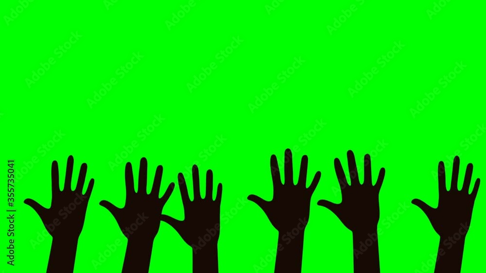 Black hands moving - animation on green background. BlackLivesMatter - international human rights movement sign.