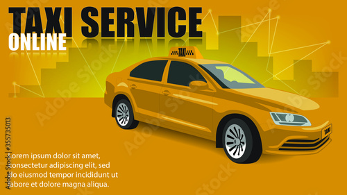 Taxi banner on a yellow background.Taxi illustration