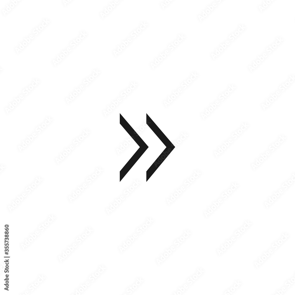 black right double arrow icon. Scroll, swipe button. Isolated on white. black right double arrow icon. Scroll, swipe button. Isolated on white.