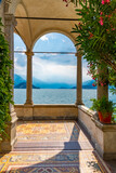 Lake Como viewed from altan at Vila Monastero at Varenna, Italy