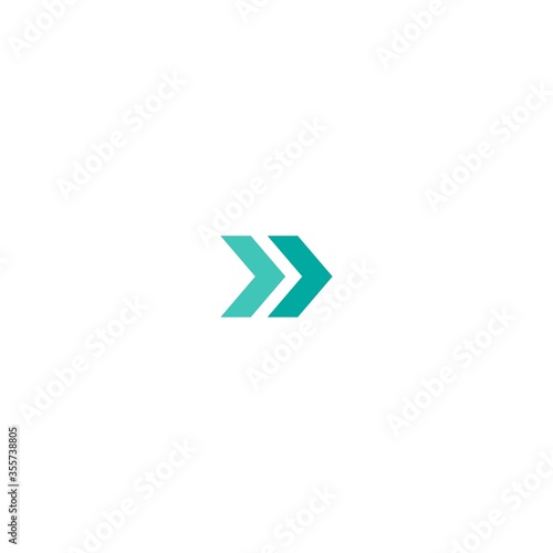 blue right double arrow icon. Scroll, swipe button. Isolated on white.
