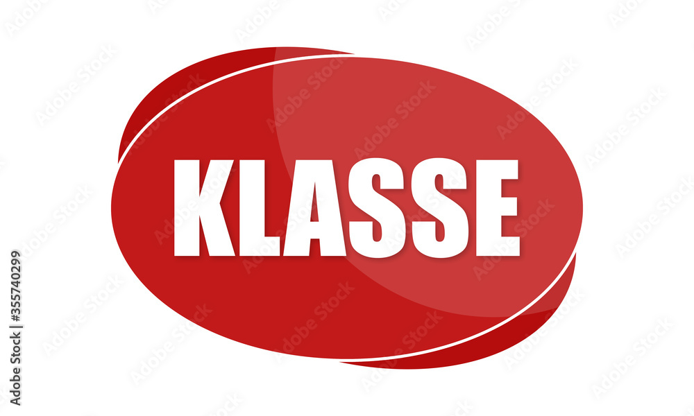 Klasse - text written in red shape Klasse - text written in red shape