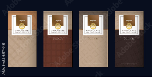 Chocolate bar packaging set. Trendy luxury product branding template with label pattern for packaging. Vector design.