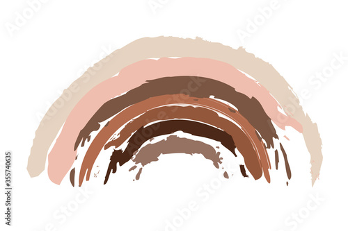 Rainbow shape in different races skin colors on white background. Different races equality, interracial community unity. Black lives matter. Modern vector in flat style. Pride month