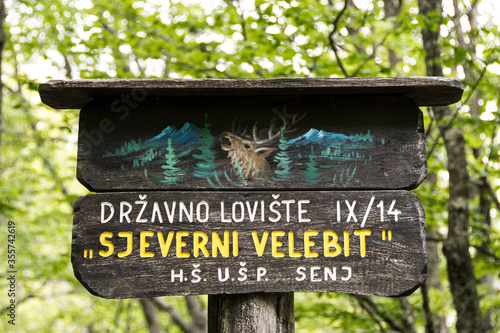 State hunting area “Northern Velebit” sign