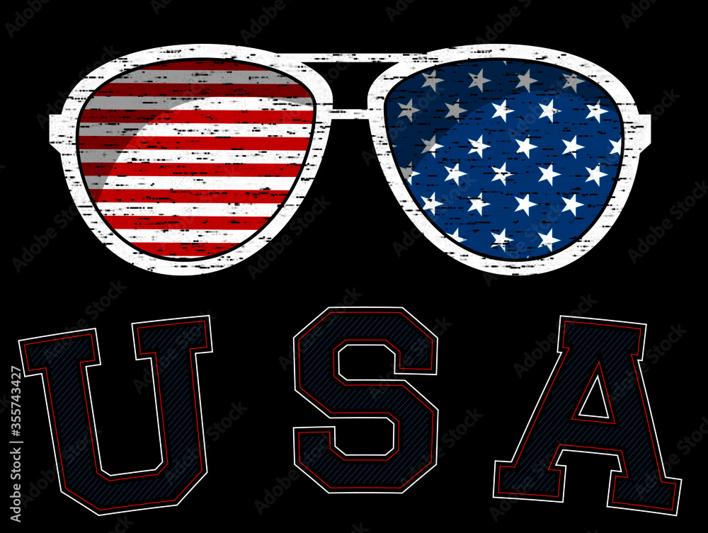 American Flag Sunglasses Retro Distressed Usa National Flag Red White Blue  United States Print Sun Glasses Vintage America Country Vector Illustration  Isolated American Flag Graphic Stock Vector | Adobe Stock