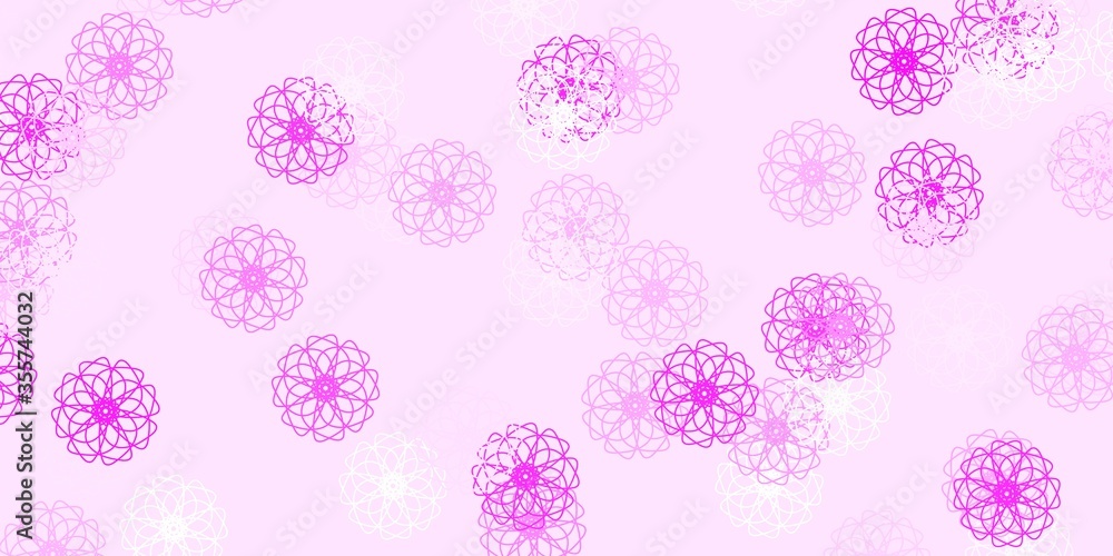 Light Pink vector doodle background with flowers. Light Pink vector doodle background with flowers.