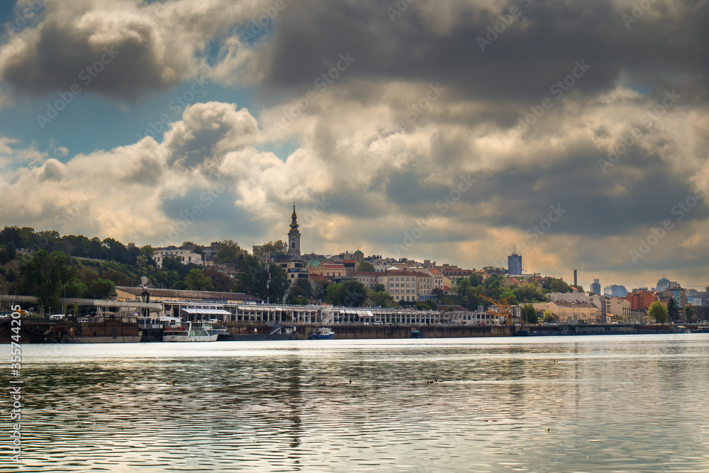 Old historical town belgrade by the Sava river. Belgrade is a largest and capital citi of Serbia.