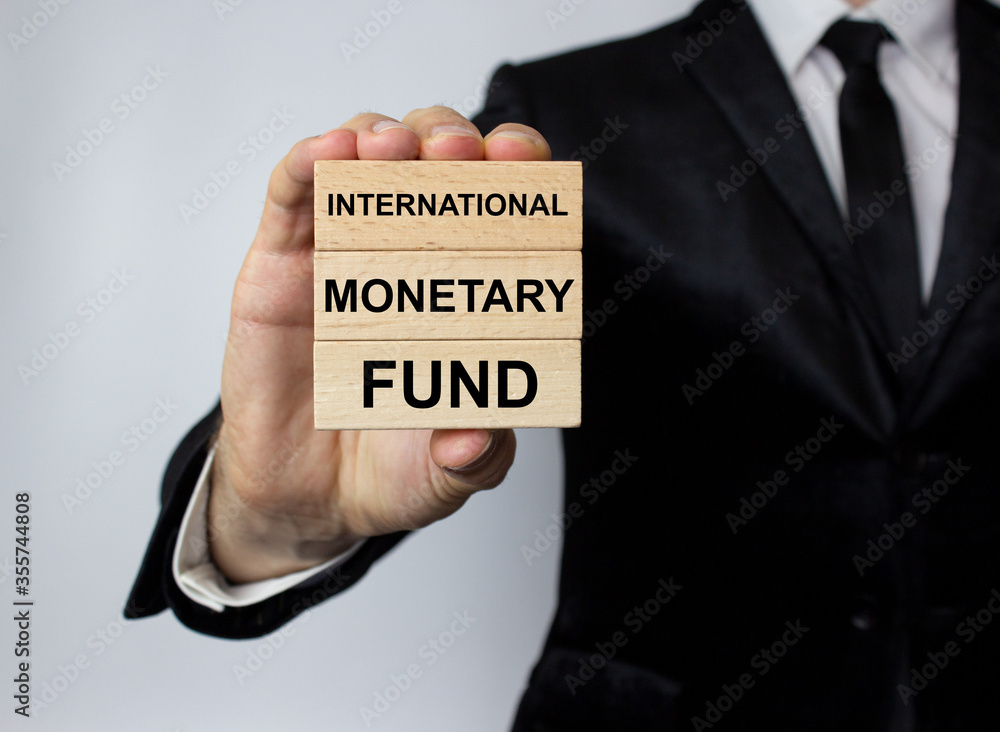 The IMF, the International Monetary Fund, is written on wooden blocks in the hands of a man in a business suit. The IMF, the International Monetary Fund, is written on wooden blocks in the hands of a man in a business suit.