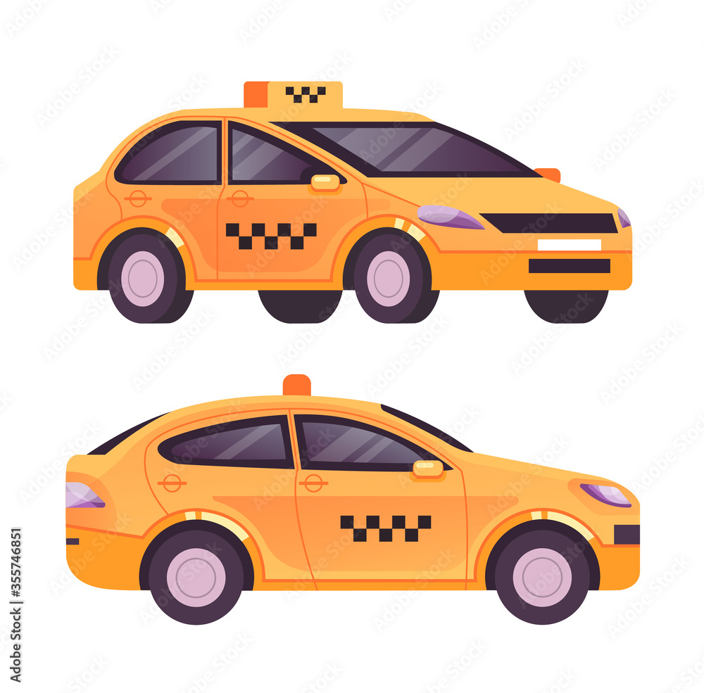 Taxi car cab isolated set. Vector flat cartoon graphic design illustration Taxi car cab isolated set. Vector flat cartoon graphic design illustration