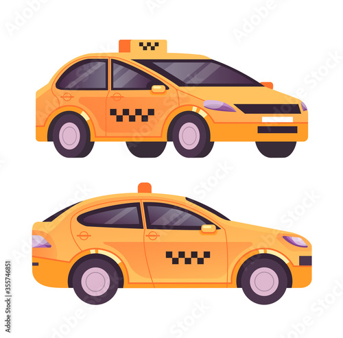 Taxi car cab isolated set. Vector flat cartoon graphic design illustration