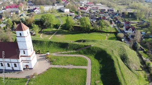 Orthodox church from above. Shooting by a quadrocopter. Zaslavl. Belarus. photo