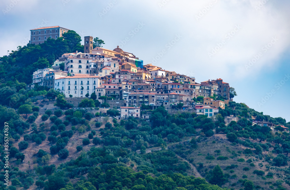 Italy, Campania, Castellabate - 13 August 2019 - View of the beautiful Castellabate