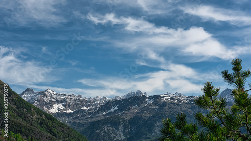 View of Valmalenco mountains with fresh snow