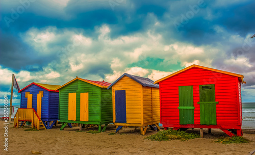 Colorful changing rooms in St James beach Cape Town © shams Faraz Amir