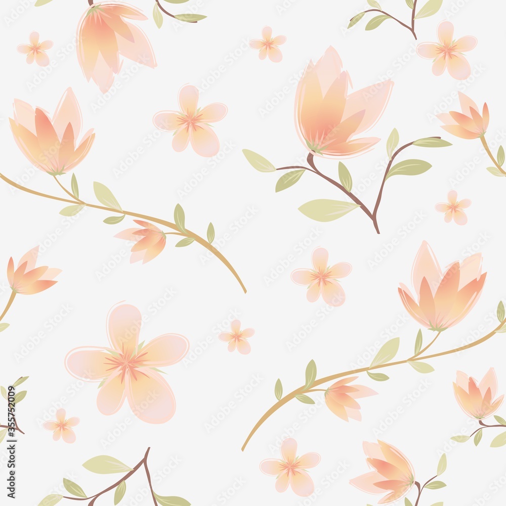 Vector flower pattern of leaves and twigs. Vector flower pattern of leaves and twigs.