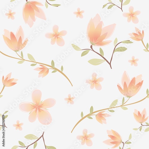 Vector flower pattern of leaves and twigs.