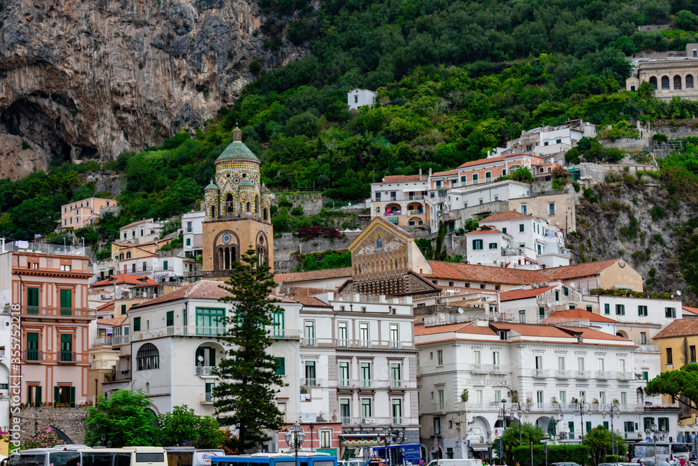Italy, Campania, Amalfi - 14 August 2019 - The beautiful town of Amalfi