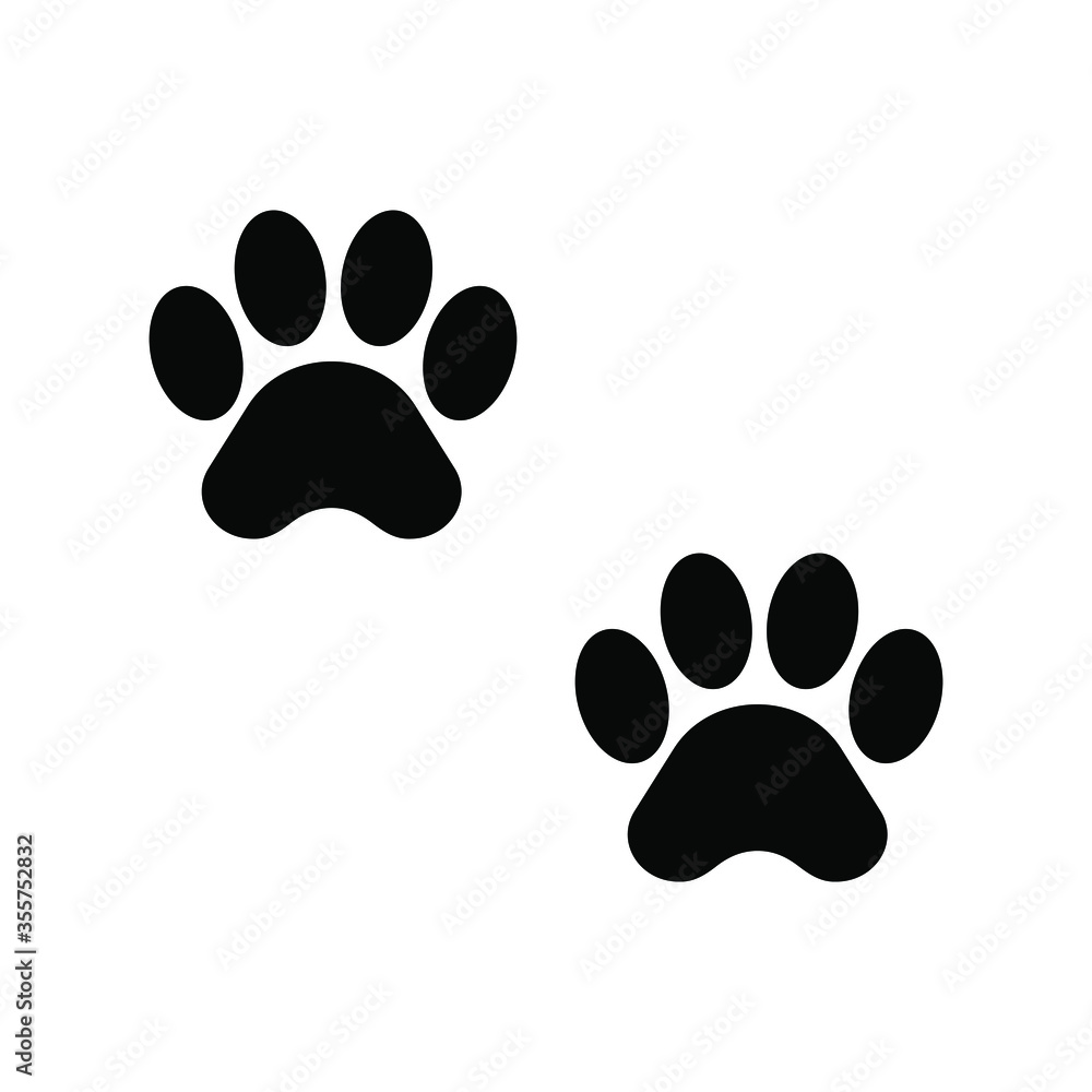 Black silhouette of a animal paw print isolated pet or wildlife footprints traces illustration Black silhouette of a animal paw print isolated pet or wildlife footprints traces illustration
