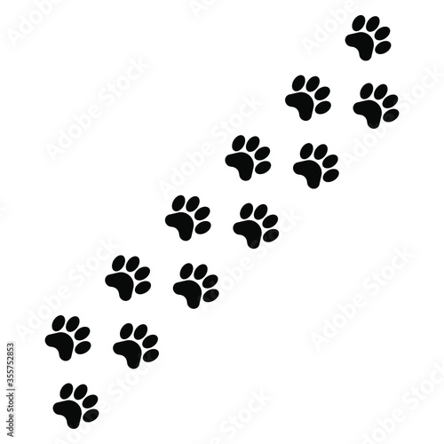 Black silhouette of a animal paw print isolated pet or wildlife footprints traces illustration