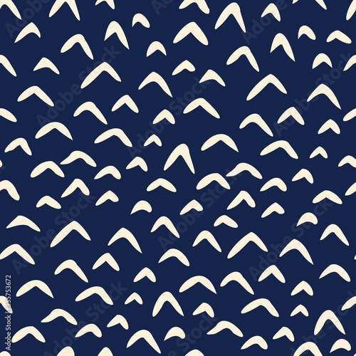 Doodles Hand drawn vector pattern. Minimalist blue abstract background. Funny bohemian wallpaper.